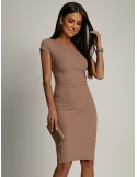 Basic mezzo dress in a sporty beige style FG533 - Online store - Boutique